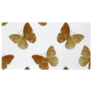 VAPOKF Gouden tekening vlinder patroon keuken mat, antislip wasbaar vloertapijt, absorberende keuken matten loper tapijten voor keuken, hal, wasruimte