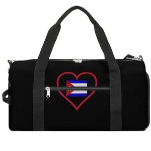 I Love Cuba Red Heart Travel Gym Bag met Schoenen Compartiment En Natte Pocket Grappige Tote Bag Duffel Bag voor Sport Zwemmen Yoga