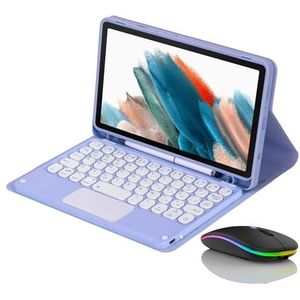 Toetsenbordhoes voor Samsung Galaxy Tab S10 FE Plus 13.1 inch 2025, Ingebouwde Potloodhouder, Magnetisch Afneembaar Draadloos Toetsenbord met Bluetooth Muis,Purper