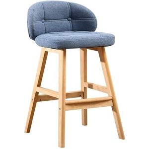 Barkrukken Moderne eenvoudige rugleuning barstoelen barkrukken pub eetkamerstoel dik katoen linnen zitting houten beenhoogte 25,6""/29,5"" (blauw) kroeg(Height 75cm(29.5inch))