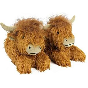 Pantoffels - Highland Cow - Zachte Pluche Koe Slippers - Unisex - Antislip Functie