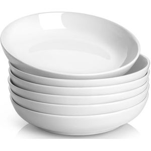 Y YHY 8,5 ''Pastakom, porseleinen slakom, grote keramische witte soepkomset, serveerborden voor salade pasta soep fruit, magnetron vaatwasmachinebestendig, 880 ml, set van 6