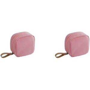 Vrouwelijke Mini Cosmetische Tas Modieuze Container Outdoor Meisjes Effen Kleur Pouch Make-up Reizen Schoonheid Organizer Roze Wit, 2 Set (Roze), as description, als beschrijving