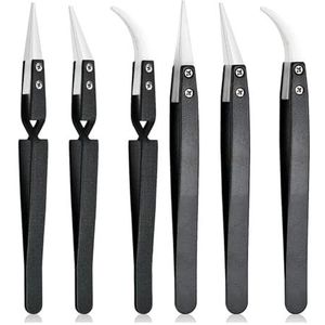 Set Van 6 Precisie Pincetten Met Keramische Omkeerfunctie, Antimagnetisch En Puntig For Soldeerwerk