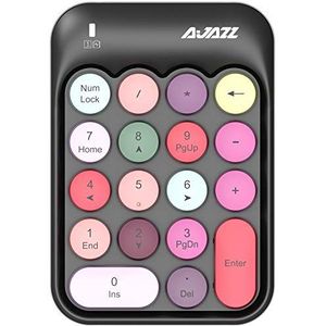 FELiCON Draadloos numeriek toetsenbord, 2,4 GHz draagbaar mini-nummerblok met schattige kleurgevecht, retro ronde sleutel en USB-ontvanger, 18-toetsen financiële boekhouding numeriek toetsenbord voor