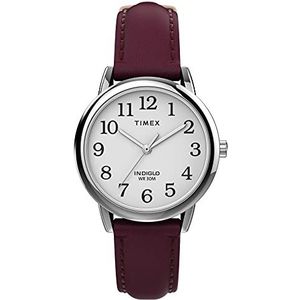 Timex Women's Easy Reader 30mm Color Pop Quartz Leather Strap, Burgundy, 14 Casual Watch (Model: TW2U963009J)