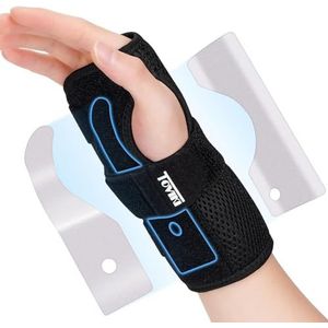 Polssteun Ademende Spalk met Polsbandage 2 Metalen Spalken voor Carpale Tunnelbreuken en Polspijn Zwarte Verstuikingen Rechts