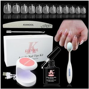 Nep - Nagel Tips Gel Kit - 552 Coffin Valse Nagels - Met Mini UV LED Lamp - 5 in 1 Nagel Lijm