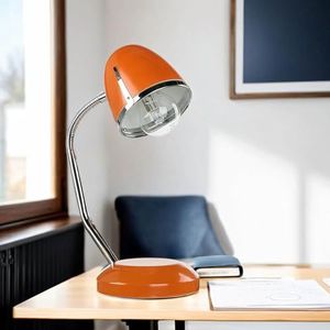 Bureaulamp retro design flexibel verstelbaar metaal 36 cm oranje E27 tafellamp kantoor werkkamer