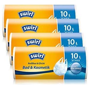 Swirl Vuilniszakken, 10 liter, antibacterieel, 4 rollen met elk 37 zakken, wit