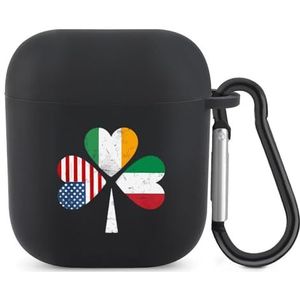 Iers Italiaans Amerikaans klaver Patrick's Day schattig hoesje voor AirPods 2 & 1 schokbestendige beschermende hoofdtelefoon hoesjes cover met sleutelhanger voor mannen vrouwen