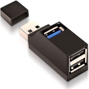 USB-hub, mini-USB 3.0-hub, 3-poorts hub (USB 3.0 + 2 USB 2.0), adapter, snelle uitbreiding voor pc, laptop, desktop, XPS, Mac-Book, Surface Pro, USB-flashdrives, mobiele harde schijf
