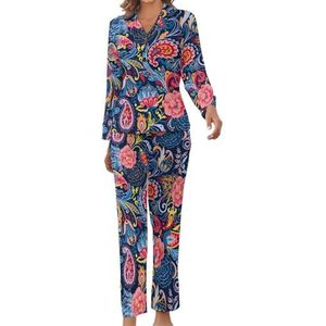 Paisley Patroon Dames Pyjama Set Gedrukt Pj Set Nachtkleding Pyjama Loungewear Sets S