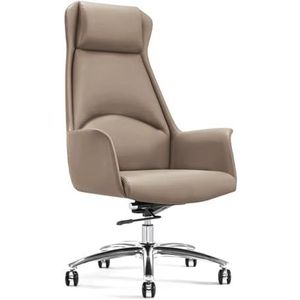 Bureaustoel, hoge leren gamingstoelen met wielen, in hoogte verstelbaar, verstelbare draaibare rolstoel met wielen, for thuiskantoor en studeerkamer(Khaki)