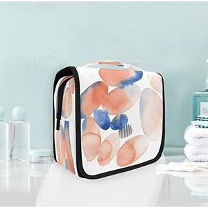 Oranje aquarel kunst opknoping opvouwbare toilettas make-up reisorganisator tassen tas voor vrouwen meisjes badkamer