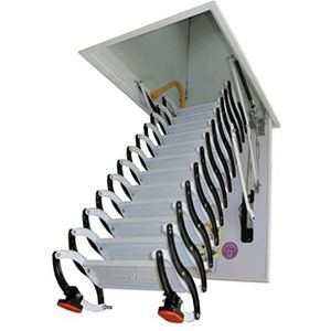 zolderladder Zolder Telescopische Ladder Installatieladder Verborgen Telescopische Ladder Vouwladder Tot 3.5m/140in Thuistrap Ladders Antislip