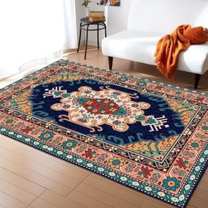 Etnisch stijl retro patroon groot tapijt vierkante vloermat duurzaam antislip tapijt plat tegeltapijt D,70 * 140cm