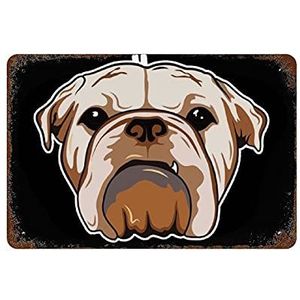 Leuke Engelse bulldog creatieve tinnen bord retro metalen tinnen bord vintage wanddecoratie retro kunst tinnen bord grappige decoraties cadeau grappig