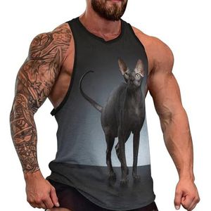 Sphynx Kat heren tanktop grafisch mouwloos bodybuilding T-shirts casual strand T-shirt grappig gym spier