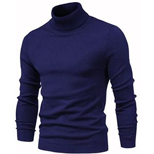 Wintertrui, Wintertruien for heren, warme, slanke gebreide truien, effen herentruien, casual for, herfstbreiwerk for(Navy,EUR S 50-55 kg)