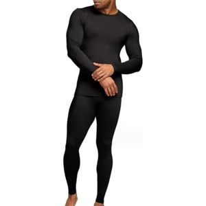 Mens Ultra Soft Fleece Lined Long Johns Winter Base Layer Tops&Bottoms Thermal Underwear Set(Color:Black,Size:5XL)