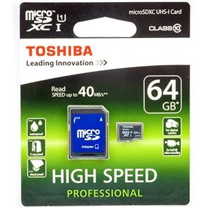 Toshiba High Speed Professional Micro SDHC 8GB Class 10 geheugenkaart zwart Klasse 10 - Model 2014 64GB zwart