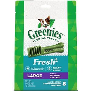 Greenies Fresh Mint Large Size 8 count 12 oz Dental Chew Treats for Dogs