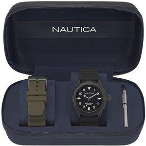 Nautica NAPOUB001 analoog kwarts horloge met siliconen armband voor heren