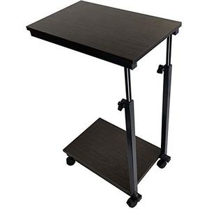KKTONER Sofa bijzettafel boven bed tafel glijbaan onder hoogte verstelbare houten laptop tafel bank tafel mobiele eettafel snack tafel eindtafel met wielen walnoot kleur (walnoot)