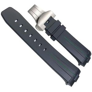 dayeer 24mm Natuur Zacht Rubber Horlogeband Fit Voor Panerai PAM00111/441 Band Vlinder Gesp Waterdichte Armband accessoires (Color : Black Green 1, Size : 24mm)