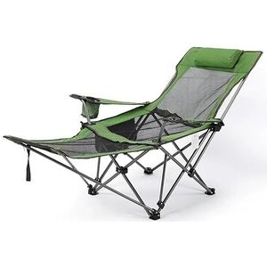 Outdoor klapstoel Camping strandstoel rugleuning met voetsteun Draagbare fauteuil Picknick Camping Vissen Vrije tijd stoel Outdoor fauteuil (Color : Green)