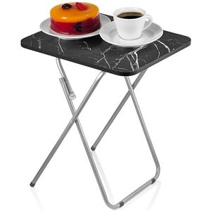 Zilan Opvouwbare tafel, kleine klaptafel, stabiel, decoratieve tafel, campingtafel, tuintafel, multifunctionele tafel, mini-klaptafel, gemarmerd zwart