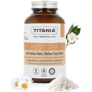 TITANIA Voetbadzout, 360 g, met kamille- en wit thee-extract, natuurlijke voetverzorging voor ontspanning en regeneratie, veganistisch, zonder microplastic, dermatologisch getest, Made in Germany