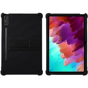 Soft Silicon Tablet Cover Geschikt for Lenovo Tab K12 2023 12.7inch TB-240FC Siliconen Stand Schokbestendig Shell(Black)