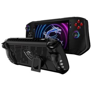 QINOUK Case voor MSI Claw, Zacht TPU Hoesje met Kickstand Anti-kras Beschermend Case Hoesje voor MSI Claw Accessoires-Zwart