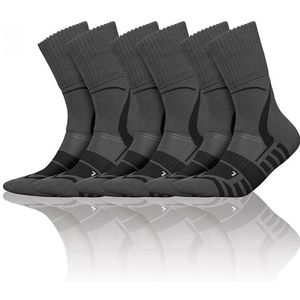 INMOVE Antibacteriële wandelsokken met zilver, trekkingsokken, 3 paar, EU-product, naadloos en drukvrij, deo-functie, donkergrijs, 41/43 EU