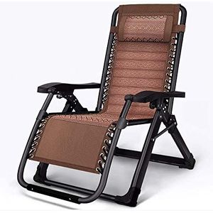 GEIRONV Draagbare fauteuil, 90-160° aanpassing Outdoor strandstoel Afneembare hoofdsteun Tuin rotan Ademende stoffen fauteuil Fauteuils (Color : Brown, Size : 180 * 65 * 40cm)