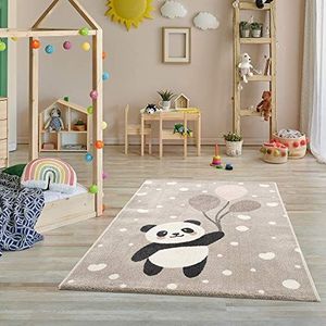 Vloerkleed kinderkamer - vloerkleden voor kinderkamer, kindertapijt, meisjes, beer, panda, stippen, hart, ballon - crèmebeige - grootte - 160x230 cm