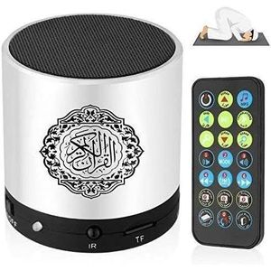 Hitopin Draagbare Quran-luidspreker Met Afstandsbediening en MP3-speler - Meer Dan 18 Voordrager en 15 Vertalingen - Zilver
