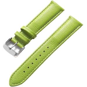 LQXHZ Echt Lederen Litchi Patroon Zacht Lederen Band Heren Dames Gesp Gesp Grijs Abrikoos Paars Horlogebandje Accessoires (Color : Apple green, Size : 14mm)