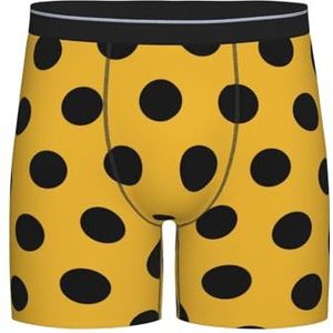 GRatka Boxer slips, heren onderbroek boxershorts, been boxer slips grappig nieuwigheid ondergoed, polka dot zwarte stippen op geel bedrukt, zoals afgebeeld, L