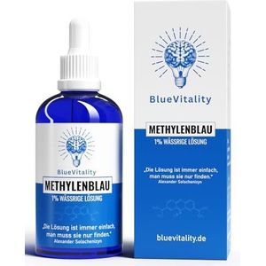 BlueVitality | 100 ml premium methyleenblauw 1% oplossing | Farmaceutische kwaliteit | 100% pure USP | Made in Germany | Onafhankelijk laboratorium getest en gecertificeerd | Vegan | Inclusief pipet