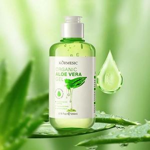 Aloë vera-gel met natuurlijk biologisch extract, vochtverzorging voor gezicht, lichaam en haar, aftersun-gel bij zonnebrand en droge huid, veganistisch en zonder parabenen, 200 ml