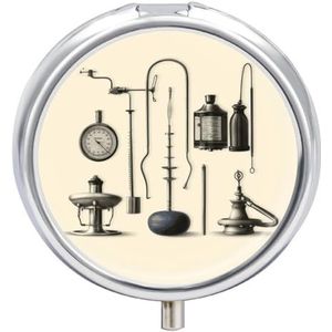 Instrumenten Ronde Pillendoos 3 Compartiment Geneeskunde Pil Organizer met Spiegel Reizen Kleine Pillenetui Leuke Vitamine Organizer Draagbare Dagelijkse Pillencontainer voor Pocket Purse