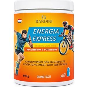 Bandini® ENERGY EXPRESS 600 g MAGNESIUM EN POTASSIUM, ondersteunt het lichaam met mineralen, koolhydraten en elektrolyten Voedingssupplement met suiker, sportschool en training