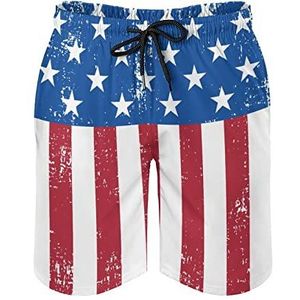 Retro Amerikaanse vlag heren zwembroek bedrukt board shorts strand shorts badmode badpakken met zakken S
