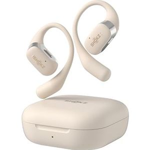 SHOKZ OpenFit, [Rotterdam Marathon Aanrader] Open-Ear True Wireless Bluetooth koptelefoon met microfoon, oordopjes met oorhaken, zweetbestendig, snel opladen, 28 uur speeltijd (Beige)