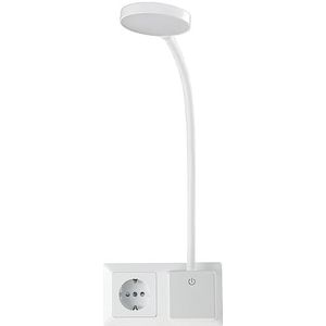 ChiliTec leeslamp voor stopcontact 230V dimbaar Led fittinglamp met schakelaar flexibele zwanenhals wit