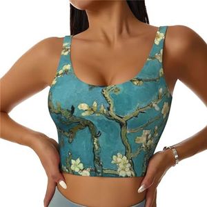 Schilderen Amandelbloesems Print Comfortabele Vrouwen Sport Vest Yoga Workout Vest Voor Vrouwen Lichtgewicht Zomer, Zwart, S