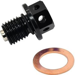 M12x1.5 Magnetische Motorolie Aftapplug En Wasmachinepakking Voor Z250 2013-2017 Z250SL 2016-2017 ZXR250 1989-1999 Schroeven Moeren(Zwart)